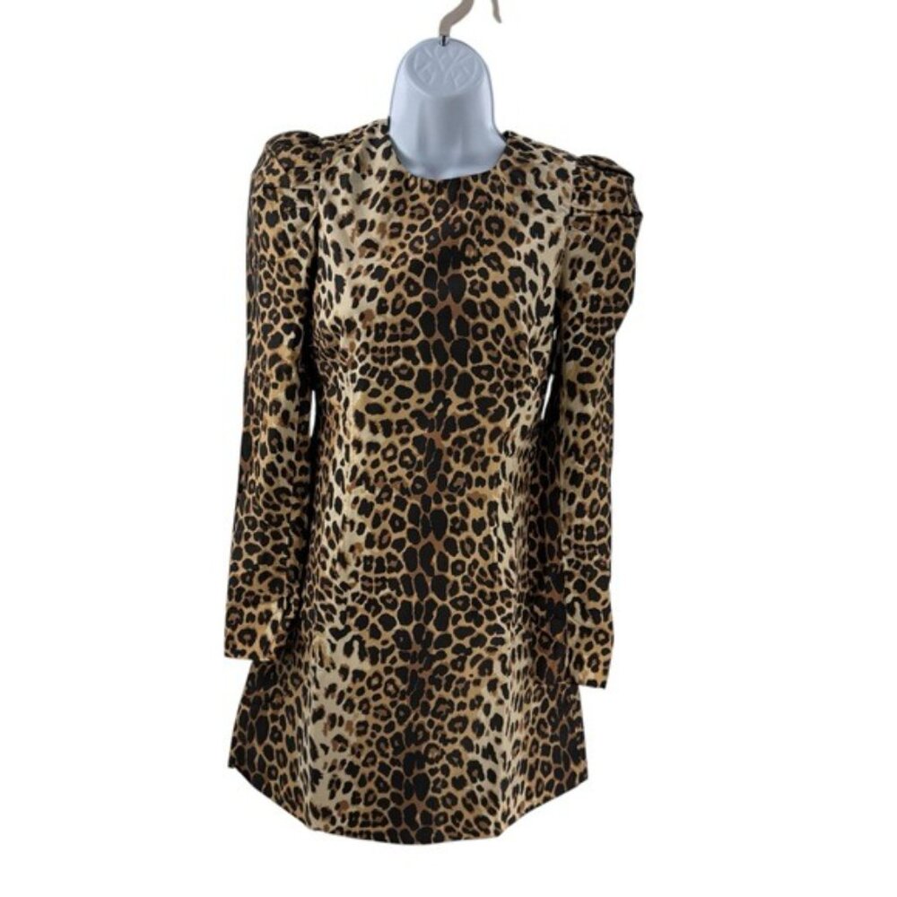 Tuckernuck x India Hicks NEW Leopard Domino Long Sleeve Party Mini Dress Size M - Picture 6 of 13
